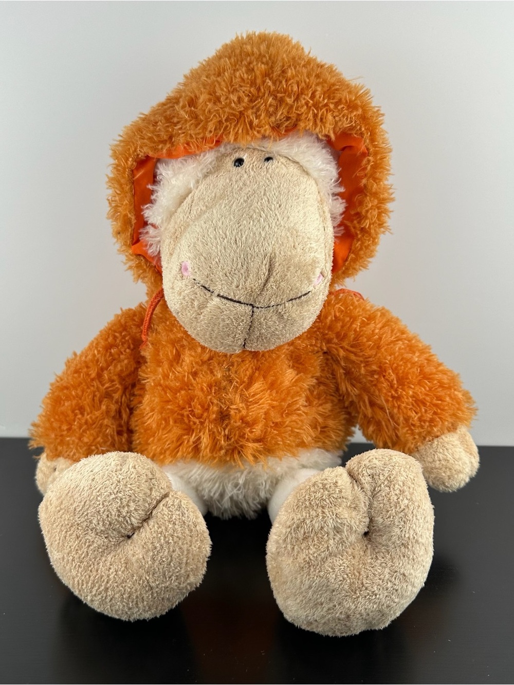NICI Rare Sheep Jolly Mah Sheebo Lamb Orange Hoodie 17” Large White Cream Plush